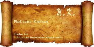 Matias Karsa névjegykártya